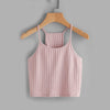 Pink Ribbed Racer Cami Plain Top For Ladies 2022 Summer Spaghetti Strap Casual Vest Women's Basic Wear Sexy Camisole