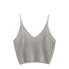 Ribbed Knit V Neck Crop Cami Top Summer Style 2022 Vogue Plain Women Sexy Spaghetti Strap Camisole
