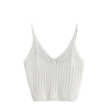 Ribbed Knit V Neck Crop Cami Top Summer Style 2022 Vogue Plain Women Sexy Spaghetti Strap Camisole