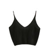 Ribbed Knit V Neck Crop Cami Top Summer Style 2022 Vogue Plain Women Sexy Spaghetti Strap Camisole