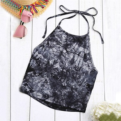 Tie Dye Cami Top Women Navy Vintage Boho Printed Sleeveless Sexy Halter Summer Tops 2022 Fashion Beach Camisole