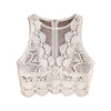 Woman Scallop Lace Applique Exposed Tank Top White Round Neck Zip Tulle Sexy Top 2022 Summer Sleeveless Woman Vest