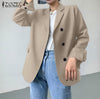 Double-Breasted Coats 2022 ZANZEA Women Casual Long Sleeve Blazer Autumn Office Work Jackets Elegant Loose Female Suits