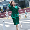 Double Breasted Green Skirt Suit Autumn Women 2022 Korean Casual Blazer Oversize Mini Skirt Office Elegant Skirt Suit