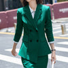 Double Breasted Green Skirt Suit Autumn Women 2022 Korean Casual Blazer Oversize Mini Skirt Office Elegant Skirt Suit