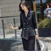 Double Breasted Green Skirt Suit Autumn Women 2022 Korean Casual Blazer Oversize Mini Skirt Office Elegant Skirt Suit