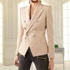 Double Breasted Lion Button  Blazers 2022 Autumn and Winter Thick Suit Jackets for Women Slim Office Lady Suit Coats M17120707