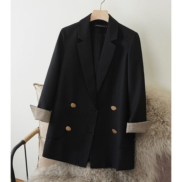 Double Breasted  Black Blazer Mujer Women's Jacket Spring Autumn 2023 Loose Female Suit Jaqueta Feminina пальто