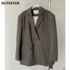 Double Breasted Oversized Women Jacket Blazer 2023 Full Sleeve Ladies Outwear Tops Stylish Female Suit Coat