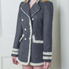 Double Breasted Patchwork Thick Slim Women Blazer Fashion Pockets Stand Collar Ladies Jacket jaqueta feminina