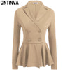 Double Breasted Slim Waist Pleated Blazers Women Plus Size V Neck Long Sleeve Fashon Tops 2022 Spring Casual Office Lady Jacket