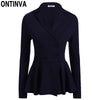 Double Breasted Slim Waist Pleated Blazers Women Plus Size V Neck Long Sleeve Fashon Tops 2022 Spring Casual Office Lady Jacket