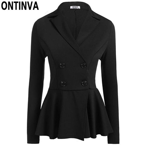 Double Breasted Slim Waist Pleated Blazers Women Plus Size V Neck Long Sleeve Fashon Tops 2022 Spring Casual Office Lady Jacket