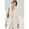 Double Breasted White Blazer Women Spring Long Sleeve Coat Ladies JK Skirt Black Mini Pleated Skirts Shawl Collar Casual Suit za