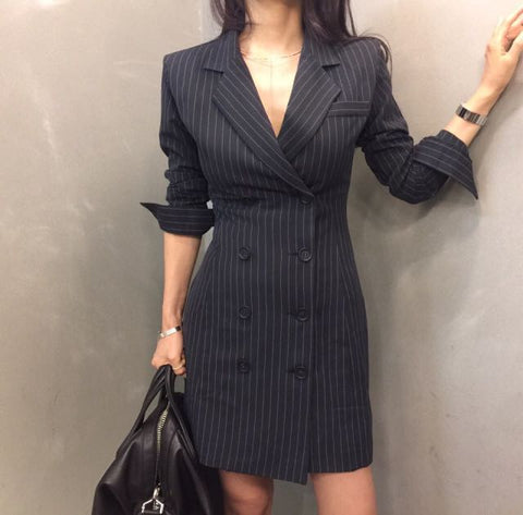 Double Breasted Women Blazers and Jackets 2022 Autumn Pleated Long Suit Coat Women Outwear Blazer Feminino Plus Size