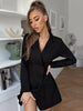 Double Breasted Wrap Blazer Dress Women Winter Long Sleeves Patchwork Irregular Suits Coat Female Office Ladies Clothing