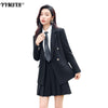 Double-breasted Suit Skirt Two-piece Female Autumn High-end Sense of Suit Temperament Loose School Uniform Female