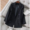 Double-breasted suit jacket women spring autumn Korean version net red casual loose design sense niche suit coat trend s196