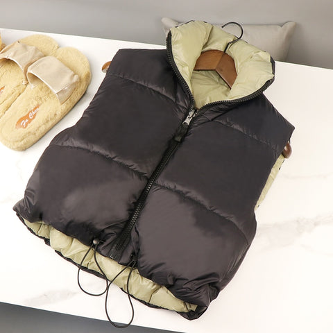 Down Vest Coat Women Sleeveless Vest Waistcoat Parkas High Collar Waistcoat Female Casual Outerwear Top Chalecos Para Mujer