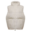 Down Vest Jacket Women Solid Stand Collar Zipper Vest Coats Casual Loose Thick Sleeveless Waistcoat Female Vests 2023
