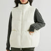 Down Vest Jacket Women Solid Stand Collar Zipper Vest Coats Casual Loose Thick Sleeveless Waistcoat Female Vests 2023