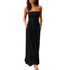 Dress 2022 Women Bandeau Holiday Off Shoulder Long Ladies Summer Solid Maxi Dress Elegant Pareos De Playa Mujer