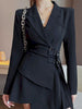 Dress Blazer Women Dresses False Two-Piece Suit Business Suit  Dress Women's Summer Long Sleeve Vestido De Mujer Full Solid