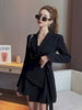 Dress Blazer Women Dresses False Two-Piece Suit Business Suit  Dress Women's Summer Long Sleeve Vestido De Mujer Full Solid
