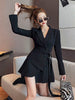 Dress Blazer Women Dresses False Two-Piece Suit Business Suit  Dress Women's Summer Long Sleeve Vestido De Mujer Full Solid