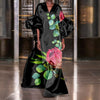 Dress For Women 2023 VONDA Autumn Puff Sleeves 3/4 Sleeve Floral Print Holiday Dresses Satin Slik Vestidos Femme Beach Sundress