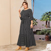 Dress Summer Women 2022 Autumn Three Quarter Sleeve Striped Print Casual Dress Black Ruffles Maxi Long Dresses