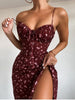Dress Women Floral print sexy bodycon high split dress Women sleeveless short dress Party club elegant vestidos 2022