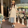 Dress Women Korean Sweet Fresh Lady Midi Long Sleeve Popular All-match Leisure Stylish Apricot Classy Pretty Teens Daily A-Line
