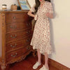 Dress Women Korean Sweet Style Floral V-neck Fairy Leisure Girls Cute Flounced Edge All-match Prairie Chic Abdomen Elegant Teen