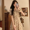 Dress Women Korean Sweet Style Floral V-neck Fairy Leisure Girls Cute Flounced Edge All-match Prairie Chic Abdomen Elegant Teen