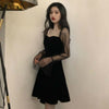 Dress Women Long Sleeve Mesh Transparent Low-cut Leisure Elegant Womens Party Dresses Mini Korean Style Loose Patchwork