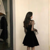 Dress Women Long Sleeve Mesh Transparent Low-cut Leisure Elegant Womens Party Dresses Mini Korean Style Loose Patchwork
