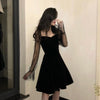 Dress Women Long Sleeve Mesh Transparent Low-cut Leisure Elegant Womens Party Dresses Mini Korean Style Loose Patchwork