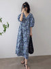Dress Women Simple Floral Summer All-match Leisure Casual Ulzzang Chic  Mid-calf Puff-sleeve Sundress Holiday Harajuku
