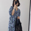 Dress Women Simple Floral Summer All-match Leisure Casual Ulzzang Chic  Mid-calf Puff-sleeve Sundress Holiday Harajuku