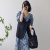 Dress Women Simple Floral Summer All-match Leisure Casual Ulzzang Chic  Mid-calf Puff-sleeve Sundress Holiday Harajuku