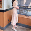 Dress Women Yellow Floral Above Knee Elegant Shirring V-neck Slim Sexy Fairy Holiday Party Female Vintage All-match Sundress