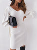 Dresses For Women 2022 Autumn Sexy Backless Lace Patchwork V-Neck  Lantern Long Sleeve Bodycon Party Dress