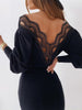 Dresses For Women 2022 Autumn Sexy Backless Lace Patchwork V-Neck  Lantern Long Sleeve Bodycon Party Dress