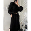 Dresses For Women Chic Thick Turtleneck Long Twisted Knitted Jumper Dress Ladies Winter Warm Elegant Straight Sweater Vestidos