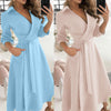 Dresses For Women Pure Color V-neck Lacing Sexy Slim Body Wrap Hips Party Dress Midi Dress Vestidos Mujer Verano