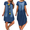 Dresses For Women Summer jeans dress Casual V Neck Dress Denim Party Dresses Short Sleeve Dress 2022 Mujer Dress Femininas#35