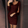 Dresses Woman Party Dress Bodycon Sexy Sequin Dress Night Shiny Dress Tassel Glitter Vestidos Dresses For Evening Robe Femme#rm