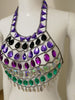 Summer Beach Women Sparkly Diamond Sequin Tank Top Halter Camis Nightclub Party Multicolor Boho Crop Tops Patchwork Vest