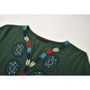 Dubai Turkey Arabian Green Three-quarter Sleeve Robe Muslim Lotus Leaf Sleeve Dress Ladies Loose Embroidered Robe